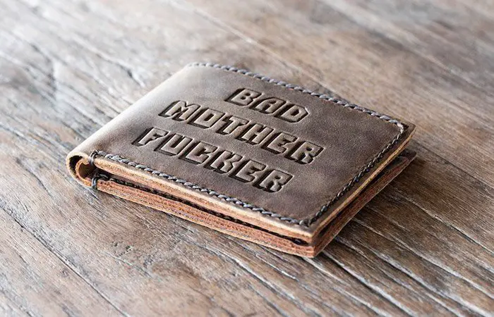 Officially Licensed Men's Bad Mother Wallet Bi-fold Embroidered Brown Genuine 